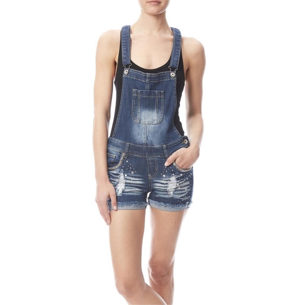 Denim Jean Overall Shorts